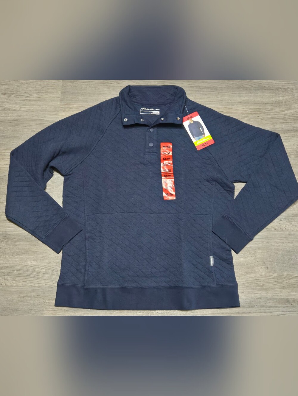 Eddie Bauer Navy Quilted Zip-Up Sweater New